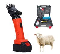 Tijeras inalámbricas para esquilar ovejas, 6 velocidades ajustables, cuchillas de acero al carbono de 9 dientes, motor de 500 W y 2400 rpm, kit profesional de peluquería (1 batería y enchufe) red