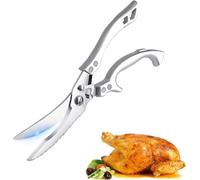 Tijeras para aves, tijeras de cocina afiladas, tijeras para carne, para cortar pato, pollo, ganso, pavo o pavo, tijeras para aves de acero inoxidable con mango ergonómico