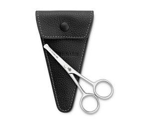 Tijeras para barba Störtebekker® - de acero inoxidable - recortador de barba para hombres, recortador de pelos de la nariz - in stuche de cuero auténtico - Made in Germany (Negro, 11,4cm)