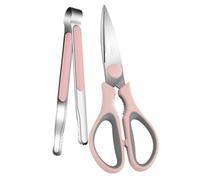 Tijeras para Barbacoa de Cocina, Kit Manual Ergonómico Antideslizante | Acero Inoxidable 20cr13 y Pp, Color Rosa, Uso en Asados y Fiestas, Juego Práctico de Corte