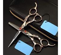 Tijeras para Cortar el Cabello, 6 Pulgadas Profesionales de 440c de Tijeras de Girasol Retro Juego de Cabello cortante de barbero de lágrimas de Adelgazamiento de Tijeras