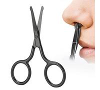 Tijeras para el Pelo de la Nariz con Punta Redondeada con Borde de Corte Curvado, Cortadora de Pelo de Nariz con Orificio Grande de Acero Inoxidable para Recortar el Vello Facial