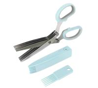 Tijeras picadoras Picadora de 5 capas para cebolletas, menta y guindillas | con tapa y peine de limpieza, tijeras de cocina de acero inoxidable para podar, jardinería, cocinar y ensaladas