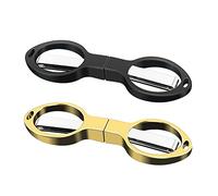 Tijeras Plegables de Viaje de Seguridad,Mini Llavero Plegable de Acero Inoxidable, Mini Tijeras en Forma de Gafas,Oro,Negro,2pcs