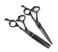 Tijeras Profesionales para Cortar el Cabello, 6 Pulgadas, JP440c, de Acero Negro, para Corte de Cabello, para entresacar, para peluquería (Juego)