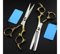 Tijeras Profesionales para Cortar el Pelo, 6 Pulgadas, Japón 440c, Mango de dragón Dorado, Tijeras para Cortar el Pelo, Tijeras de entresacar, Tijeras de peluquería, Juego de Tijeras de peluque