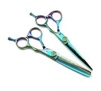 Tijeras Profesionales para Cortar el Pelo, de Acero Damasco Verde de 6 Pulgadas, para entresacar, para peluqueros.