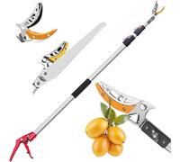 Tijeras telescópicas de 1,2 - 2,2 m, para podar árboles, arbustos, fruta, cortasetos, telescópicas, tijeras de podar con mango telescópico, herramienta de corte manual de jardín + sierra de podar