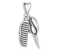 Tijeras y peine de peluquería Abalorio Charm de plata de ley 925, se compatible con Pandora Moments pulseras - Regalo para su Mamá, Abuela, Esposa, Hermana, Hija
