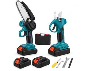 Tijiera de Podadora Eletrica y Motosierra Electrica con 2 Baterías 48V 2000Mah, Sierra para Madera Profesional y Portátil