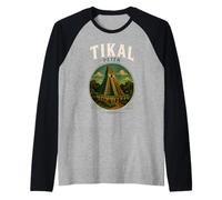 Tikal Guatemala Chapín Antigua Maya Retro Guate Quetzal 502 Camiseta Manga Raglan