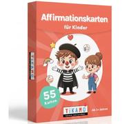 TIKAMO Juego de tarjetas de afirmación para niños - Mutmacher & juego educativo para la confianza en sí mismo - ritual matutino y ritual de buenas noches - Idea de regalo para niñas y niños - Juegos a