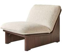 Tikamoon Sillón de mindi macizo y tela color crudo