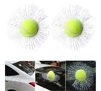 TIKATARER 2 Pegatinas de Cristal de Tenis 3D, PVC EVA Resistente Al Agua, Pegatina de Protección Solar, Pegatinas Realistas con Patrones Rotos para Coche, Refrigerador y Ordenador Portátil (Blanco