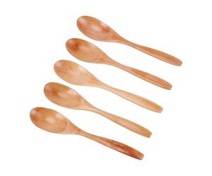 TIKATARER 5 Cucharas de Madera, Juego Minimalista de Utensilios de Madera Nanmu, Cucharadas Ergonómicas Antiadherentes Reutilizables para Alimentos con Cuchara, Ideal para Cocinar, Mezclar, Miel y