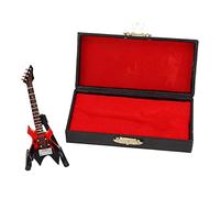 TIKATARER Bajo Eléctrico de Bajo, Mini Guitarra de Madera en Miniatura con Caja de Guitarra Eléctrica en Miniatura para Adornos (Basco eléctrico de 10 cm de Esquina roja Afilada)