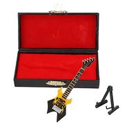 TIKATARER Bajo Eléctrico de Bajo, Mini Guitarra de Madera en Miniatura con Caja de Guitarra Eléctrica en Miniatura para Adornos (Basco eléctrico de 10 cm de Esquina Afilada)
