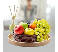 TIKATARER Bandeja de Mesa de café, Plato de Madera para Comida Bandeja Pequeña Porción Servicio de Madera de Comida (Los 24cm)