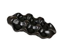 TIKATARER Bandeja para Salsa de 6 Rejillas, Soporte para Huevos de Cerámica Vintage de 18,2x11 Cm, Plato para Servir con Diseño Antideslizante, Ideal para Aperitivos, Meriendas de Frutas, Decoración