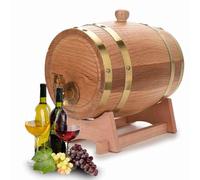 TIKATARER Barriles de Vino de Madera de Roble, Barriles Hechos a Mano de 1,5 3 5 10 Litros de Capacidad con Grifo de Plástico Fácil de Dispensar para de Whisky Brandy y Tequila (3L)