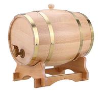 TIKATARER Barriles de Vino de Madera de Roble, Barriles Hechos a Mano de 1,5 3 5 10 Litros de Capacidad con Grifo de Plástico Fácil de Dispensar para de Whisky Brandy y Tequila (10L)