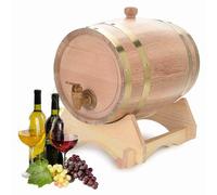 TIKATARER Barriles de Vino de Madera de Roble, Barriles Hechos a Mano de 1,5 3 5 10 Litros de Capacidad con Grifo de Plástico Fácil de Dispensar para de Whisky Brandy y Tequila (5L)