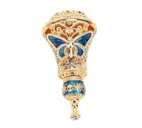 TIKATARER Botella de Perfume Vintage, Botella Recargable de Estilo Retro Antiguo de Oriente Medio, de Aceite Esencial con Patrón Elegante para Tocador de Baño y Estantería (azul dorado)