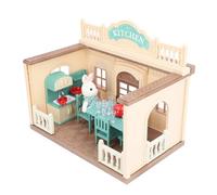 TIKATARER Cocina de Casa de Muñecas en Miniatura, Juguetes Educativos de Plástico, Juego de Muebles de Casa de Muñecas con Vajilla, Ideal para Construir Tu Propia de
