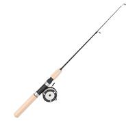 TIKATARER Combo de Carrete de Caña de Pescar en Hielo de 65 Cm Combos de Pesca en Hielo Giratorios de Fibra de Vidrio con Carrete de Metal Agarre EVA Rotación Suave Antideslizante para