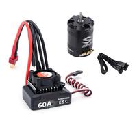 TIKATARER Combo de Motor con Sensor S540 y ESC con Sensor S60A, Combos Preconfigurados para Autos RC 1/10 1/12, con Procesador de 32 bits y Tarjeta LED Programable (17,5T)