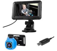 TIKATARER Espejo de Coche para bebé con Cámara, Monitor de bebé con Pantalla HD 1080P de 4,3 Pulgadas, Monitor de Visión Nocturna con ángulo de Visión Amplio de 150, Ideal para Bebés, Niños y