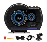 TIKATARER Heads Up Display, OBD2 y GPS Smart Gauge Velocímetro HUD para Automóvil con 9 Modos Ajuste Automático de Brillo Alarma Turbo RPM para Camión Pantalla del Velocímetro
