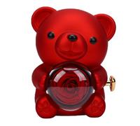 TIKATARER Joyero de Oso con Rosa Preservada, Pomo Giratorio en Forma de Corazón para Guardar Joyas Ocultas, con Tapa Transparente para Regalo de Boda, Aniversario y Cumpleaños (Rojo)