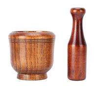 TIKATARER Juego de Mortero y Mortero de Madera, Tazón de Molienda Hecho a Mano de Madera Zizyphus Jujube, Molinillo de Ajo y Jengibre con Base Estable Prevención de Fugas