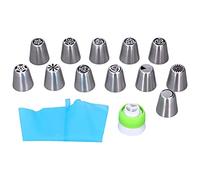 TIKATARER Juego de Puntas Rusas para Tuberías, 14 Uds. Herramientas de Decoración de Pasteles con Superficie Lisa, Ideal para Decoraciones de Pasteles, Magdalenas, Fondant y Muffins