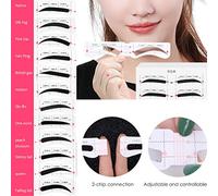 TIKATARER Kit de Plantillas para Cejas Reutilizables, Plantilla para Cejas Autoadhesiva Ajustable, Plantilla Moldeadora Perfecta con 12 Estilos, Ideal para Cualquier Forma de Cara (Como se muestra)
