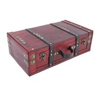 TIKATARER Maleta de Madera Vintage, Caja de Almacenamiento de Madera Grande de 13,6x4,3x8,1 Pulgadas con Asa, Tapa con Bisagras y Cierre Frontal, Baúl de Almacenamiento Antiguo para Recuerdos,