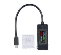 TIKATARER Medidor de Voltaje USB C, Voltímetro de Cargador Tipo C, Medidor de Pantalla LCD a Color para Protocolos de Carga Rápida QC3.0 PD VOOC, Monitor de Corriente de Potencia 4-30V 0-6.5A 195W
