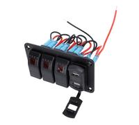 TIKATARER Panel de Interruptor Basculante de 3 Bandas, Panel de Interruptor de Palanca de 3 Bandas, con Cargador USB Dual de 4,8 A, Voltímetro, LED Retroiluminado Azul, Ideal para Barcos Marinos,