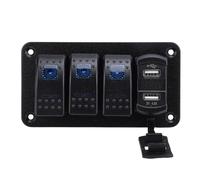TIKATARER Panel de Interruptor Basculante de 3 Bandas, Panel de Interruptor de Palanca de 3 Bandas, con Cargador USB Dual de 4,8 A, Voltímetro, LED Retroiluminado Azul, Ideal para Barcos Marinos,