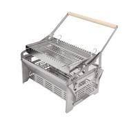 TIKATARER Parrilla de Barbacoa Giratoria de 360 grados, 15.55 X 11.02 Pulgadas Parrilla de Carbón Portátil Desmontable de Acero Inoxidable con Guantes para Acampar Picnics Fiestas en el