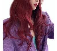 TIKATARER Peluca con Flequillo, Pelucas de Ola Larga con Cabello Sintético de Cosplay con Ver a Través de Flequillo Rizado de Golpe para Mujeres que Datan de Uso Diario (WINE RED)