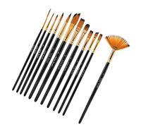 TIKATARER Pinceles de Pintura, Pincel de Nylon y Poste de Madera con Pincel de 12 Piezas para Pintar Artesanía de Arte