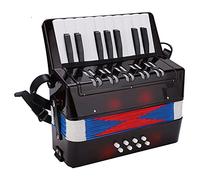 TIKATARER Teclado de Piano Musical de Acordeón, Instrumento de Resorte de Entrenamiento de Ritmo de Juguete con 17 Teclas 8 Bajos, Alta Resistencia para Principiantes, Negro