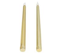 TIKATARER Velas Cónicas sin Llama, Velas LED, 2 Velas LED Cónicas, Candelabros con Pilas, Velas LED para Chimenea, Bodas, Fiestas, Decoración del Hogar, Color (Todo Oro rociado)