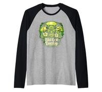 Tiki Got Lucky Shamrock Tiki Vibes en una Isla Tropical de Hawái Camiseta Manga Raglan