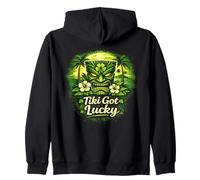 Tiki Got Lucky Shamrock Tiki Vibes en una Isla Tropical de Hawái Sudadera con Capucha