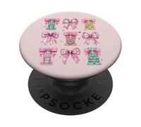 Tiki Luau Hawaii Hawaii Máscara Tiki Chica Coqueta Lazo Rosa PopSockets PopGrip Adhesivo