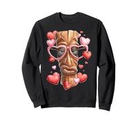 Tiki Luau Hawaii Hawaii Tiki Máscara Día de San Valentín Corazón Sudadera