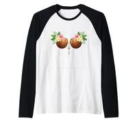 Tiki Luau Hula - Sujetador Hawaiano de Coco con pechugas de Coco Camiseta Manga Raglan
